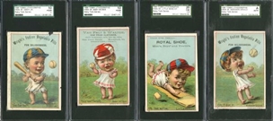 1889 Tobin Lithograph Baby Talk Baseball Trade Cards SGC Graded Complete Set (9)    